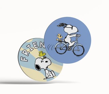 PACK 4 POSAVASOS CIRCULAR MULTICOLOR MDF BASE CORCHO SNOOPY 2
