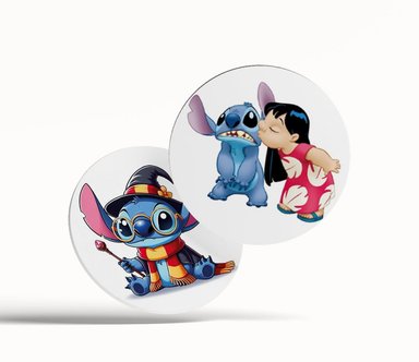 PACK X 4 POSAVASOS MDF CON BASE DE CORCHO STITCH