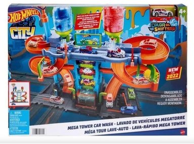 HOT WHEELS CITY MEGA JUEGO DE LAVADO DE AUTOS CON 1 AUTO CAMBIADOR DE COLORES - 1