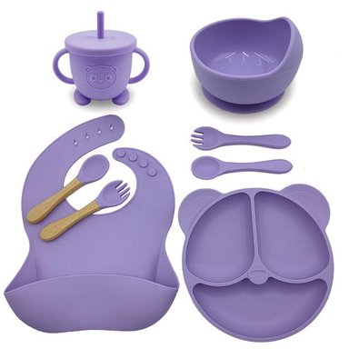 JUEGO DE ALIMENTACIÓN DE SILICONA PARA BEBÉ(MORADO)