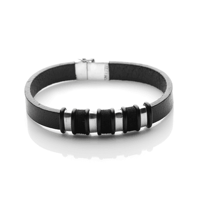PULSERA BALIQ CUERO PLATA 925 HOMBRE