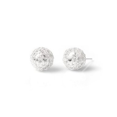 ARETES DE BOLA TEJIDA PLATA 925