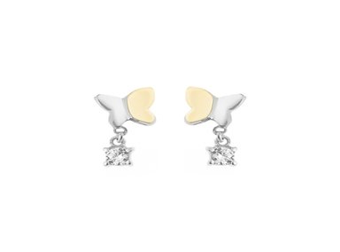 ARETES BALIQ MARIPOSA PIEDRA ORO PLATA - 1