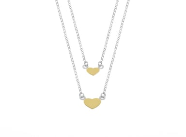 COLLAR BALIQ CORAZON DOBLE ORO PLATA - 1