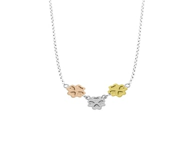 COLLAR BALIQ TREBOL 3 HOJAS ORO PLATA - 1