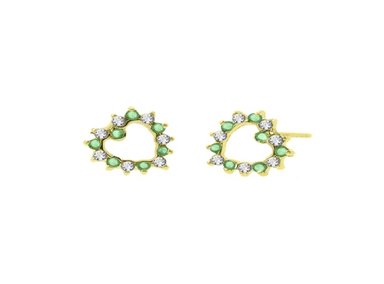 ARETES ESMERALDA CORAZON ORO 18K - 1