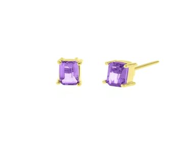 ARETES BALIQ ARG-6010 ORO 18K AMATISTA RECTANGULAR