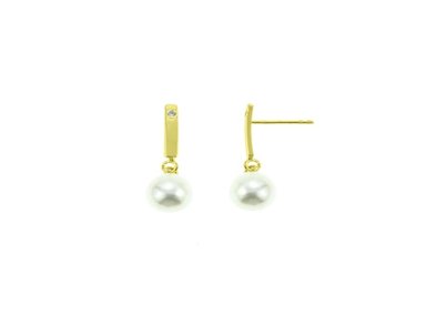 ARETES BALIQ ARG-6107 ORO 18K ARETE COLGANTE PERLA