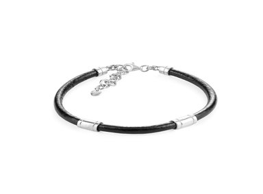 PULSERA BALIQ PUS-5066 PLATA 925 2 TUBOS CUERO HOMBRE