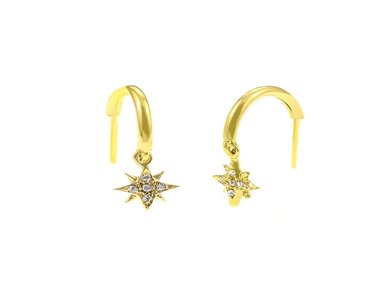 ARETES BALIQ ARG-6016 ORO 18K ESTRELLA COLGANTE