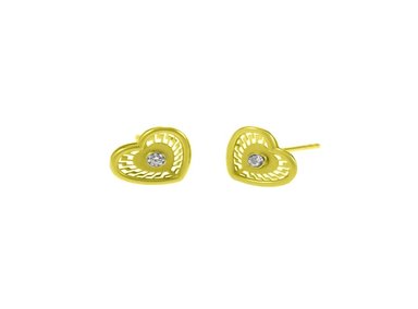 ARETES BALIQ ARG-6069 ORO 18K CORAZON CALADO