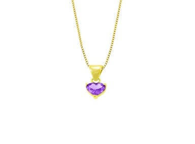 COLLAR BALIQ DIG-3276CAG-0278 ORO 18K CORAZÓN AMATISTA