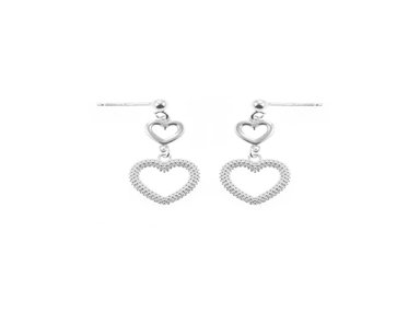 ARETES BALIQ ARS-6208 PLATA 925 DOS CORAZONES