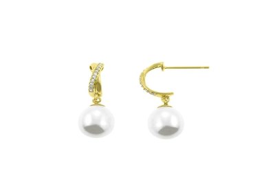 ARETES BALIQ ENCANTO PERLA COLGANTE ORO 18K
