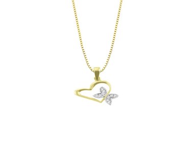 COLLAR BALIQ VENECIANA CORAZON MARIPOSA ORO 18K