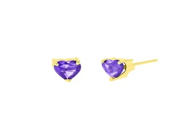 ARETES BALIQ CORAZON AMATISTA ORO 18K