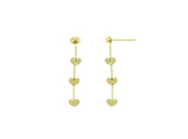 ARETES CORAZONES EN ORO 18K