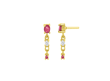 ARETES RUBI ORO 18K