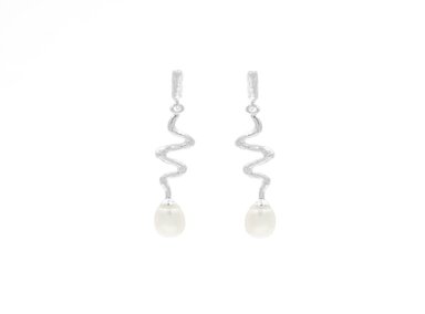 ARETES BALIQ SERPENTINA CON PERLA EN PLATA 925