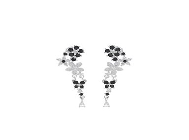 ARETES BALIQ ROSETAS FLOR PLATA 925