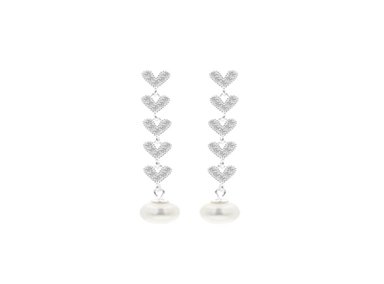 ARETES BALIQ CORAZÓN CON PERLA PLATA 925