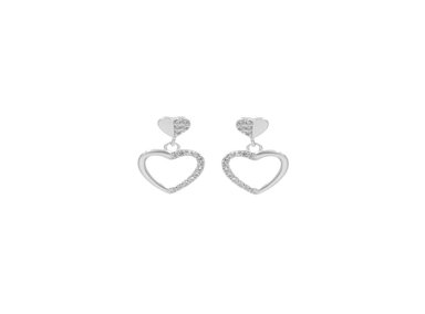 ARETES BALIQ CORAZÓN DOBLE PLATA 925