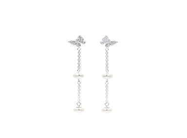 ARETES BALIQ BUTTERFLY CON PERLA PLATA 925