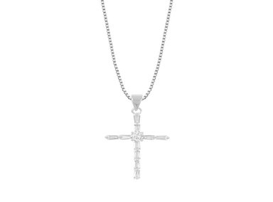 COLLAR BALIQ CRUZ BAGUETTES PLATA 925