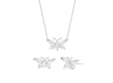 SET COLLAR Y ARETES MARIPOSAS PLATA 925