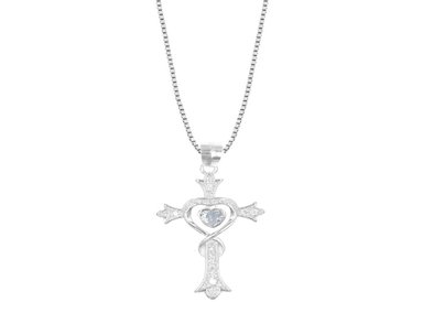 COLLAR CRUZ CORAZÓN PLATA 925