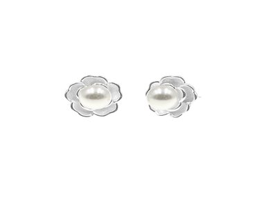 ARETES FLOR PLATA 925