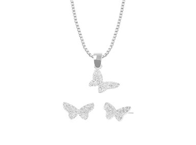 SET COLLAR Y ARETES BUTTERFLIES PLATA 925