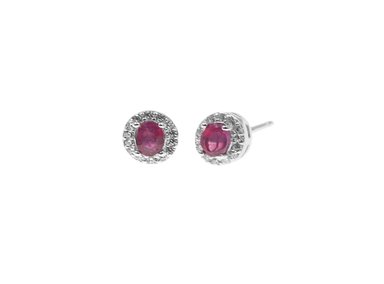 ARETES RUBÍ OVALADOS PLATA 925