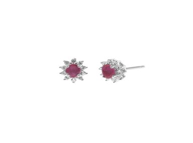 ARETES RUBÍ ESTRELLA PLATA 925