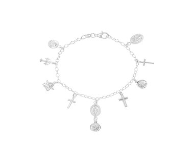 PULSERA CRUCES Y MEDALLAS PLATA 925