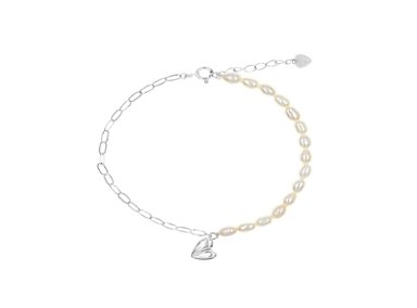 PULSERA CORAZÓN PERLA PLATA 925
