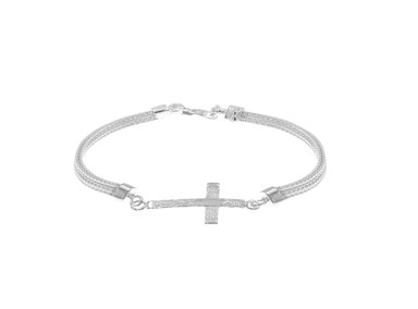 PULSERA ESPIGA CRUZ PLATA 925 HOMBRE