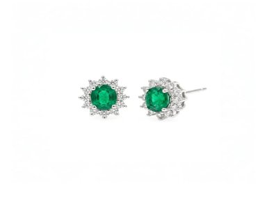 ARETES ROSETA ESMERALDA PLATA 925 - 1