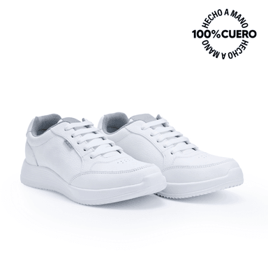 ZAPATILLAS ESCOLARES NIÑA VIALE CUERO BLANCO ALEX-053 T CASUAL RABBIT - 4