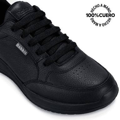 ZAPATILLA ESCOLAR CASUAL ALEX-053 T NEGRO RABBIT CUERO - 3