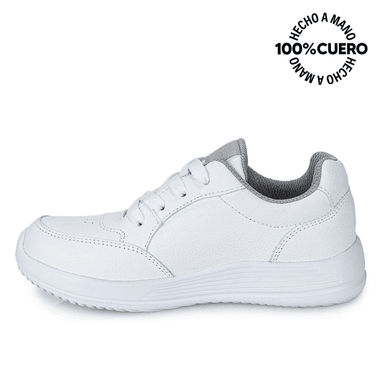 ZAPATILLAS ESCOLARES UNISEX RABBIT CUERO BLANCO ALEX-053 K CASUAL - 2