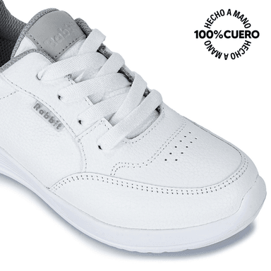 ZAPATILLAS ESCOLARES UNISEX RABBIT CUERO BLANCO ALEX-053 K CASUAL - 3