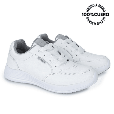 ZAPATILLAS ESCOLARES UNISEX RABBIT CUERO BLANCO ALEX-053 K CASUAL - 4