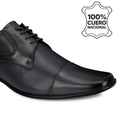 ZAPATOS DE VESTIR HOMBRE CALIMOD CUERO NEGRO VEM-002 DERBY - 3