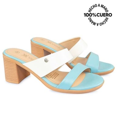SANDALIA STRAP CASUAL LINDA-2507 CELE/HUES VIALE CUERO - 4