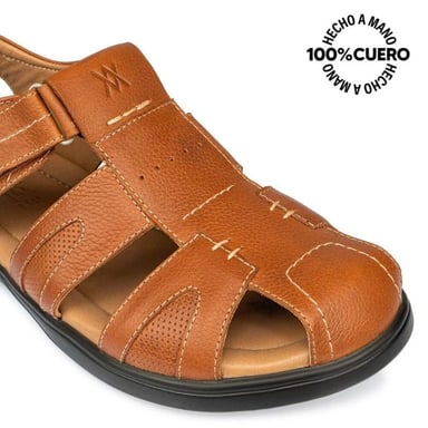 SANDALIAS HOMBRE VIALE CUERO CAFÉ CLARO FRANCISCANA CASUAL ANGELO-2509 MIEL HOMME - 3