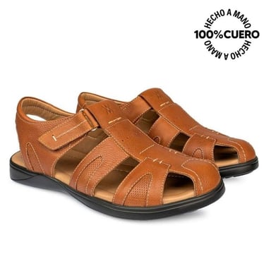 SANDALIAS HOMBRE VIALE CUERO CAFÉ CLARO FRANCISCANA CASUAL ANGELO-2509 MIEL HOMME - 4