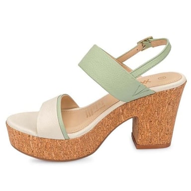 SANDALIAS MUJER VIALE CUERO VERDE STRAP CASUAL ALE-2506 MENTA/HUESO - 2