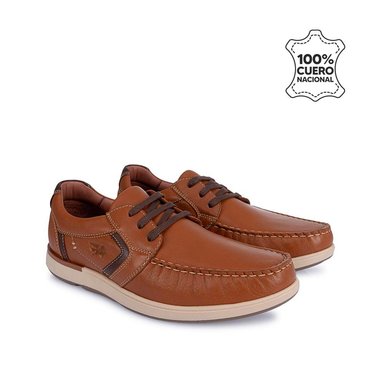 ZAPATOS CASUALES HOMBRE CALIMOD CUERO MARRÓN COÑAC DERBY CB4-001 - 4