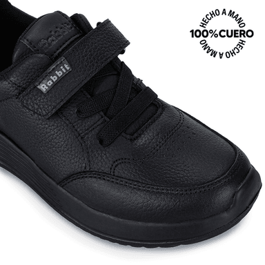 ZAPATILLAS ESCOLARES NIÑO RABBIT CUERO NEGRO CASUAL ALEX-055 - 3